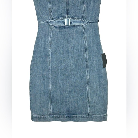 NWT Lulus Charming Edge Light Blue Denim Cutout Mini Dress, Size Small - Picture 9 of 16